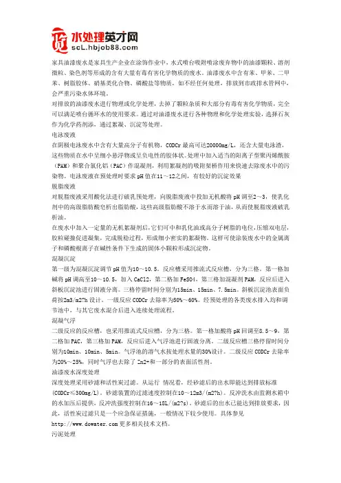 家具油漆废水