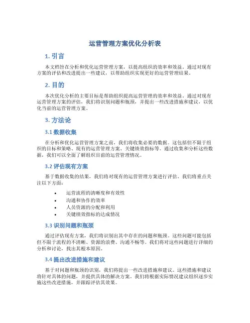 运营管理方案优化分析表