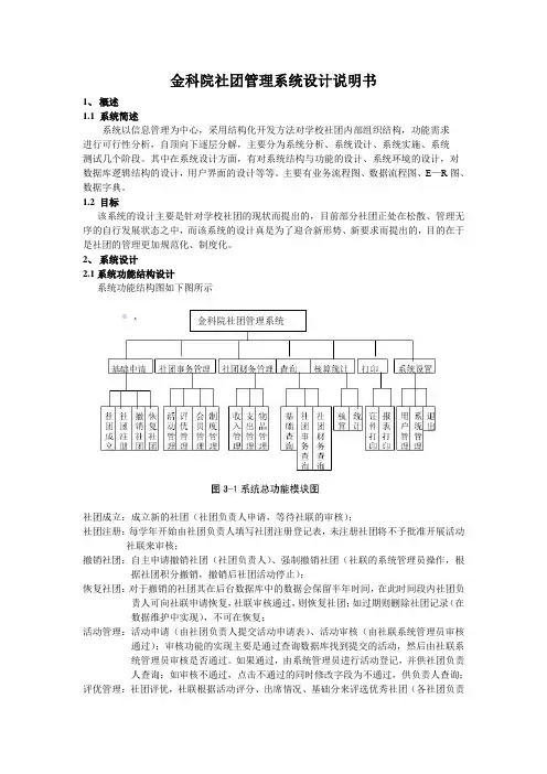 学校社团管理系统设计说明书