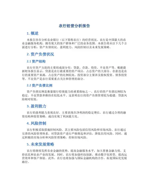 农行经营分析报告