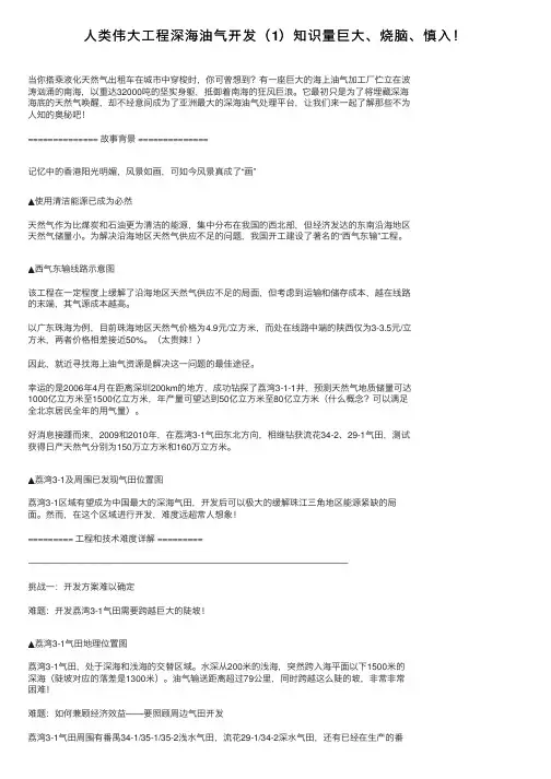 人类伟大工程深海油气开发（1）知识量巨大、烧脑、慎入！