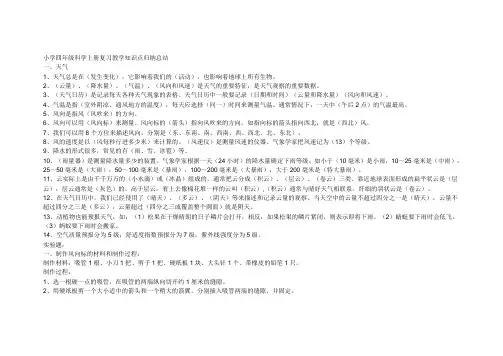 小学四年级科学上册复习教学知识点归纳总结【优质】