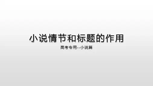 小说情节和标题的作用