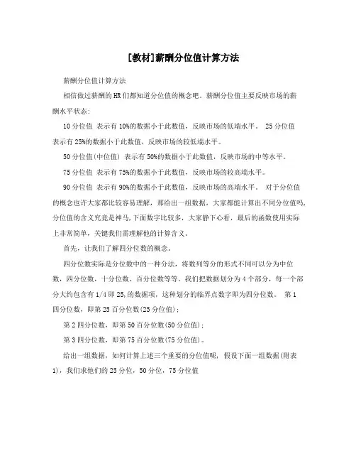 [教材]薪酬分位值计算方法