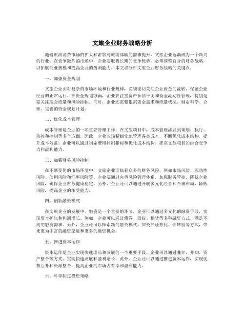 文旅企业财务战略分析