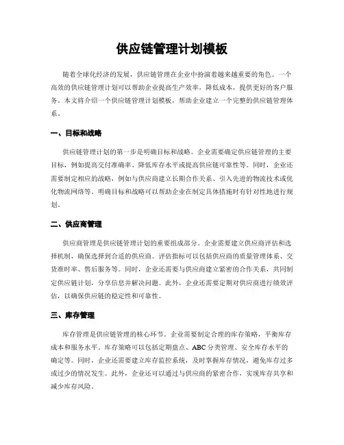 供应链管理计划模板