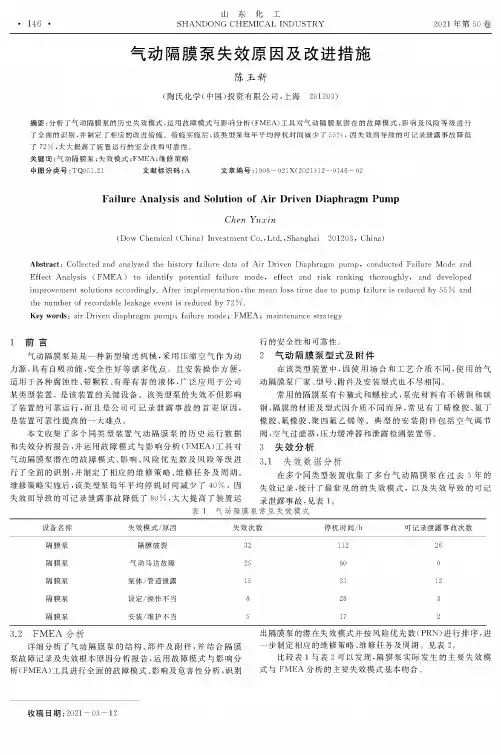 气动隔膜泵失效原因及改进措施