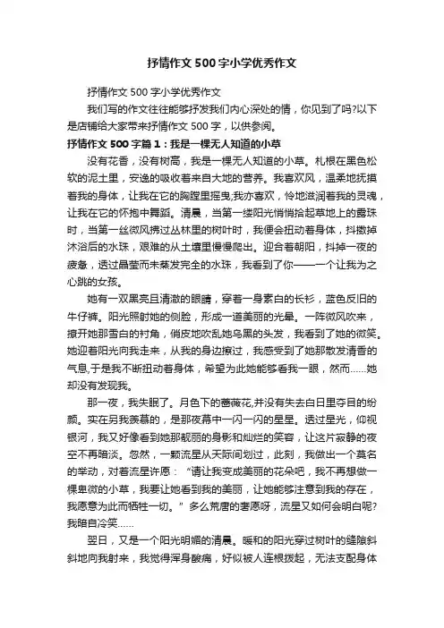 抒情作文500字小学优秀作文