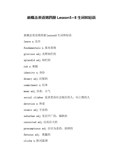 新概念英语第四册Lesson5~8生词和短语