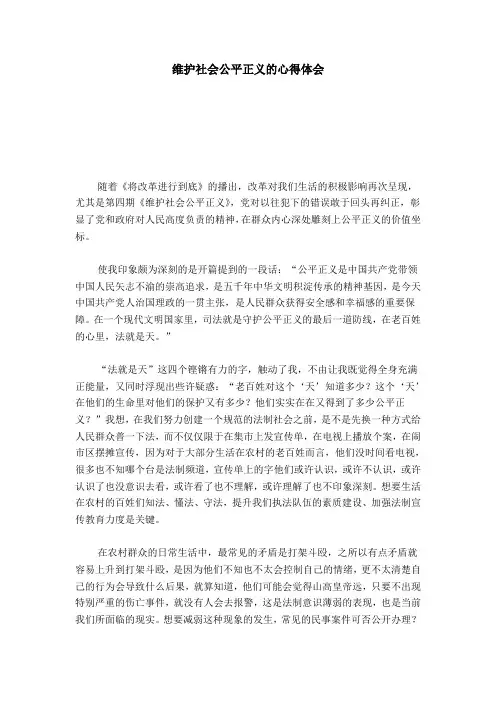 维护社会公平正义的心得体会-总结报告模板