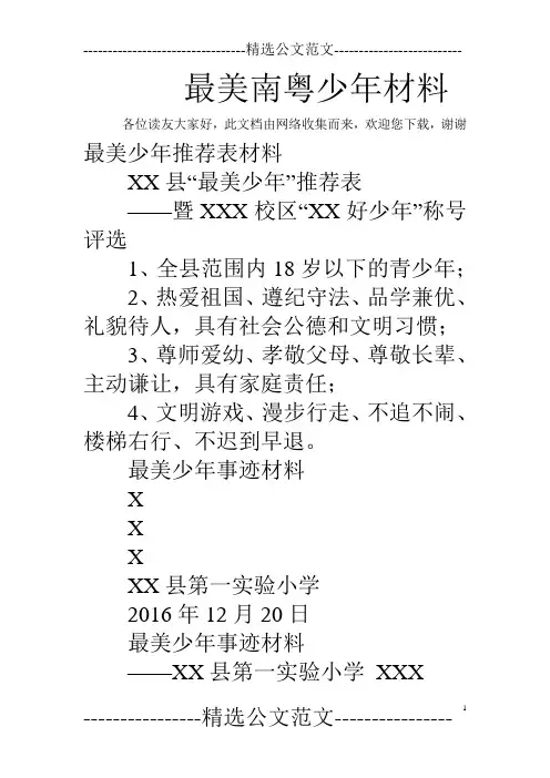 最美南粤少年材料