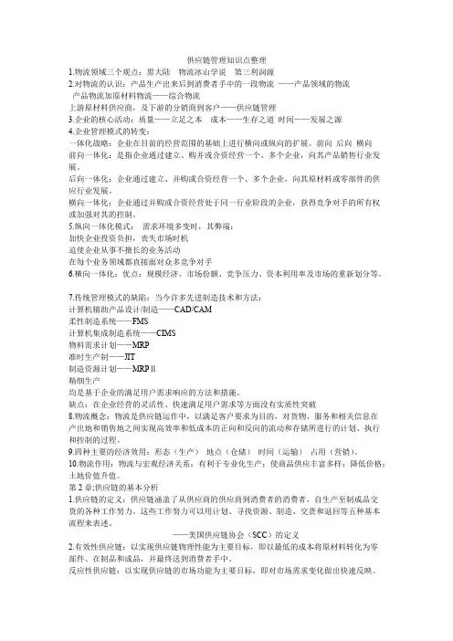 供应链管理知识点整理