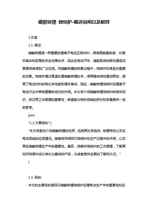 磷酸铁锂 烧结炉-概述说明以及解释