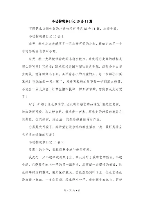 小动物观察日记15合11篇