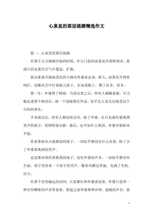 心泉里的那层涟漪精选作文