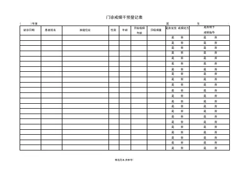 门诊戒烟干预登记表完整可编辑版