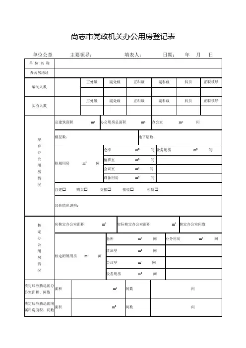 尚志党政机关办公用房登记表