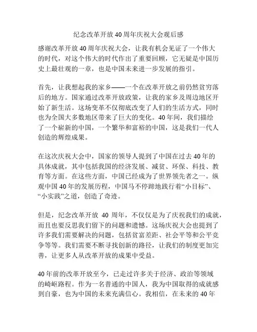 纪念改革开放40周年庆祝大会观后感