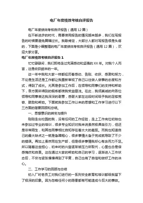 电厂年度绩效考核自评报告（通用12篇）