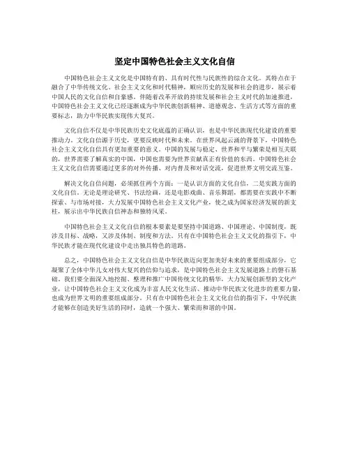 坚定中国特色社会主义文化自信
