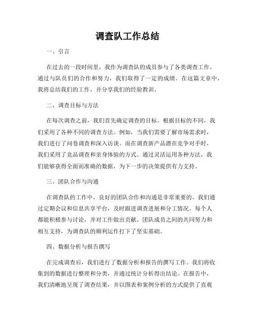 调查队工作总结