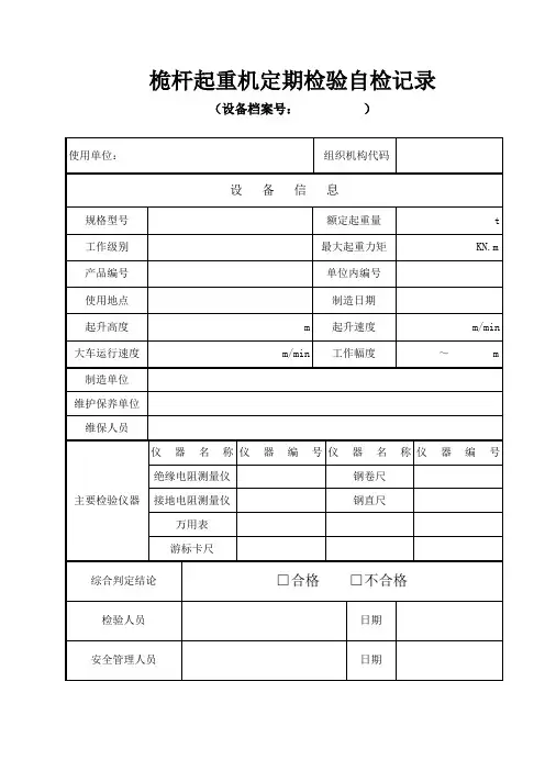 桥式起重机械定期检验原始记录