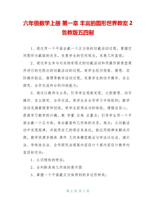 六年级数学上册 第一章 丰富的图形世界教案2 鲁教版五四制