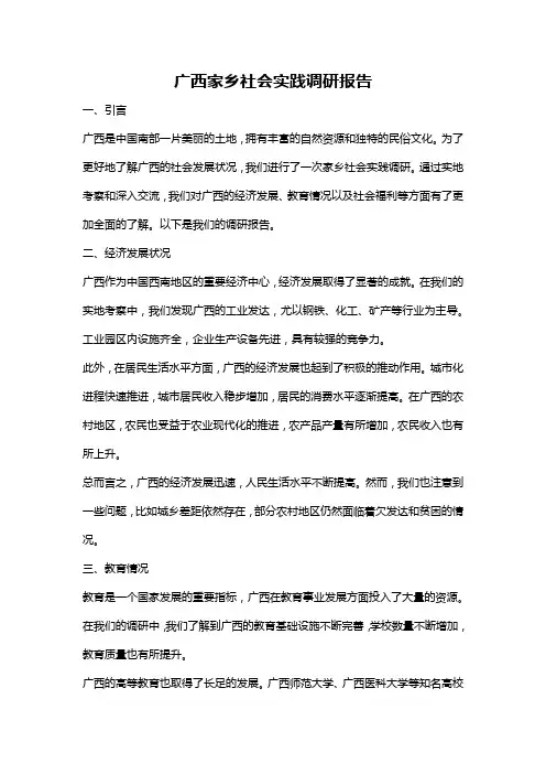 广西家乡社会实践调研报告