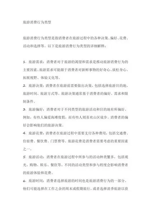 旅游消费行为类型