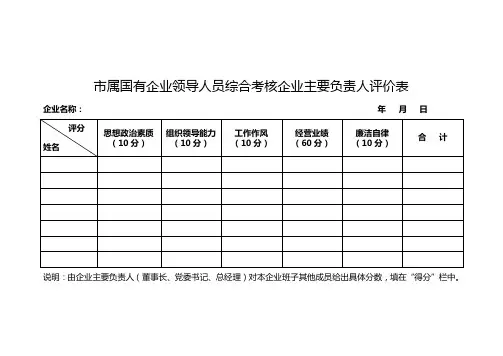 主要负责人评价表