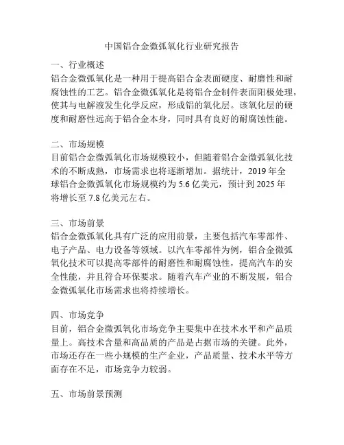 中国铝合金微弧氧化行业研究报告