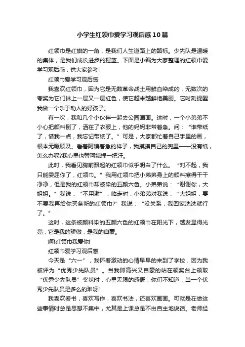 小学生红领巾爱学习观后感10篇