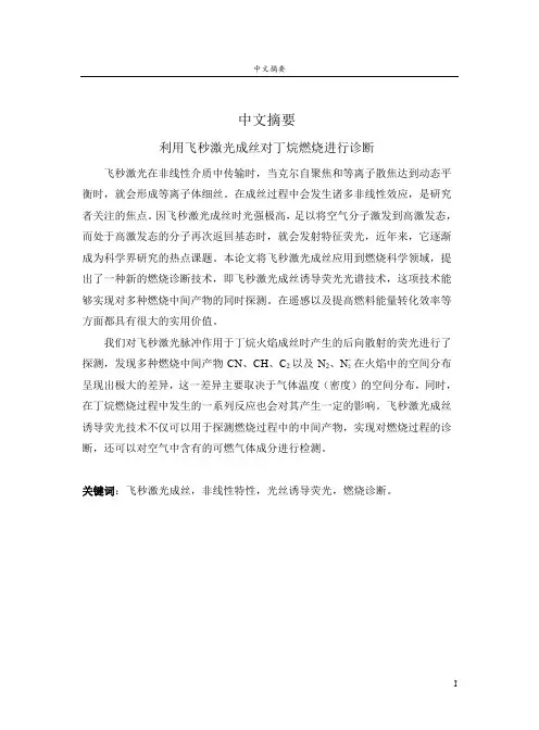 利用飞秒激光成丝对丁烷燃烧进行诊断