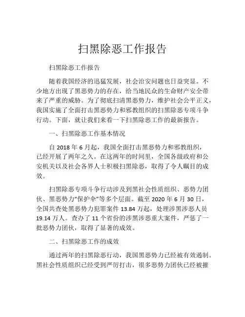 扫黑除恶工作报告