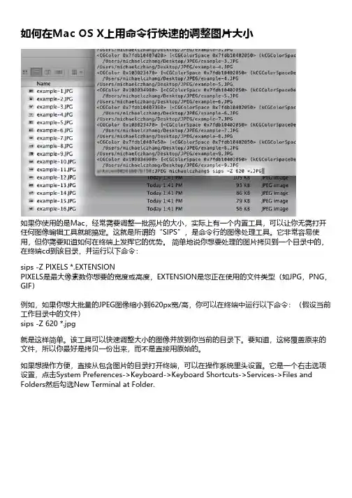 如何在Mac OS X上用命令行快速的调整图片大小