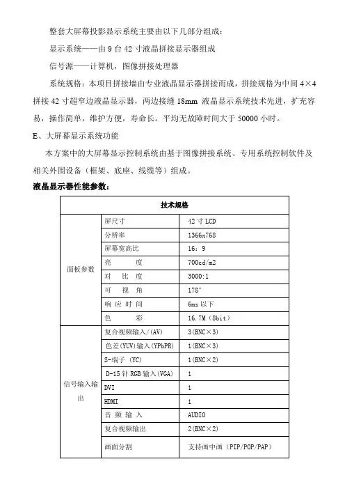 整套大屏幕投影显示系统主要由以下几部分组成