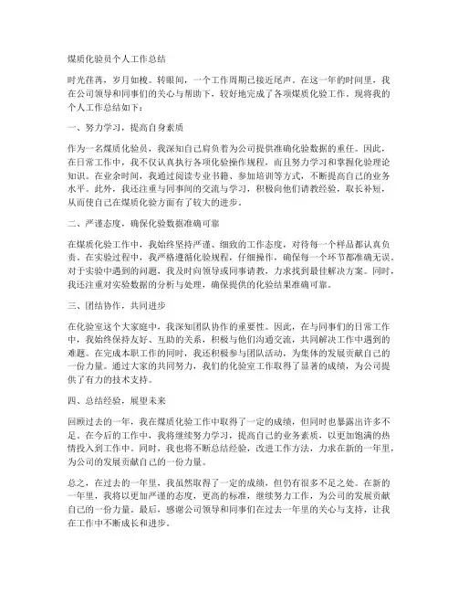 煤质化验员个人工作总结怎么写