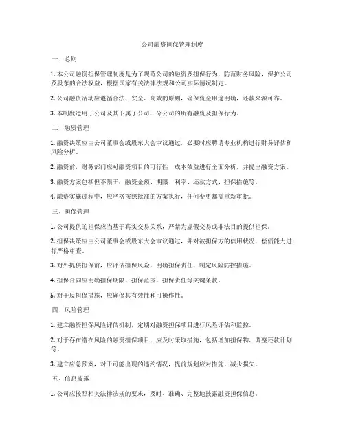 公司融资担保管理制度