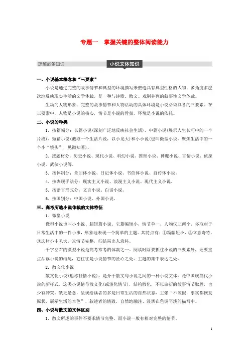 高考语文大一轮复习第三章文学类文本阅读小说阅读专题一掌握关键的整体阅读能力