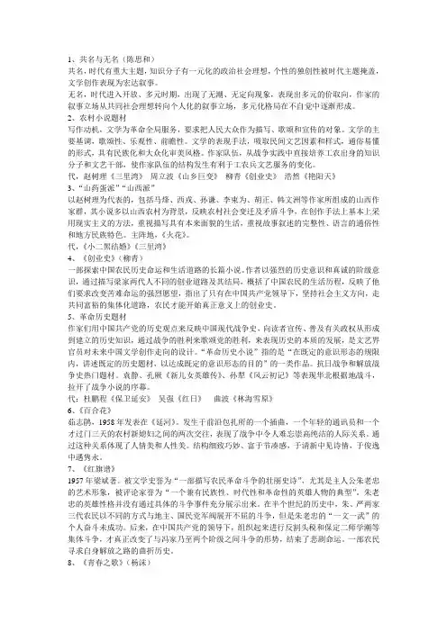 当代文学名词解释