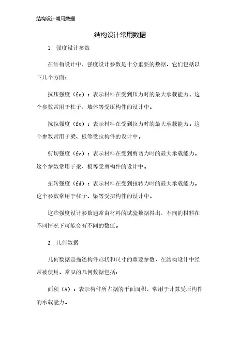 结构设计常用数据