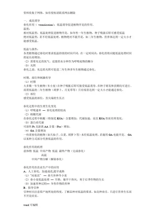 植物生理学重点学习资料