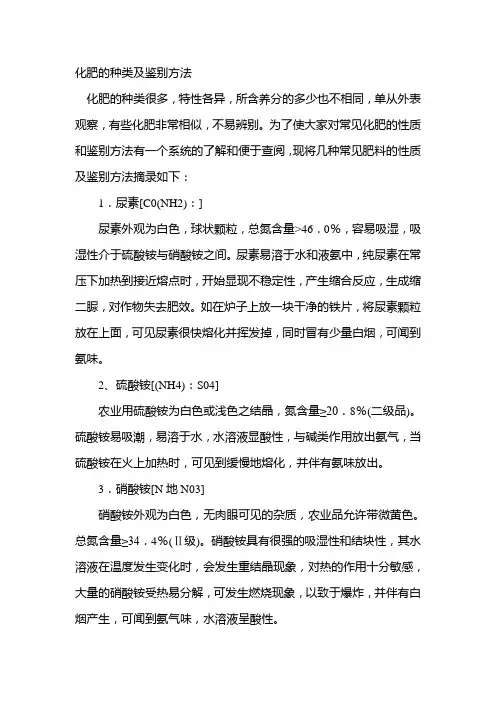 化肥的种类及鉴别方法