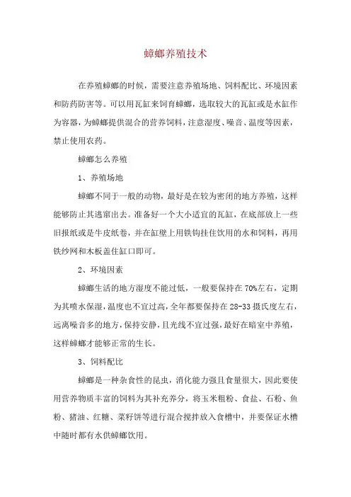 蟑螂养殖技术