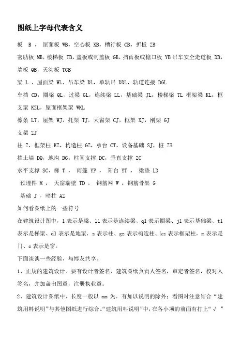 建筑图纸上的符号字母所代表的意思
