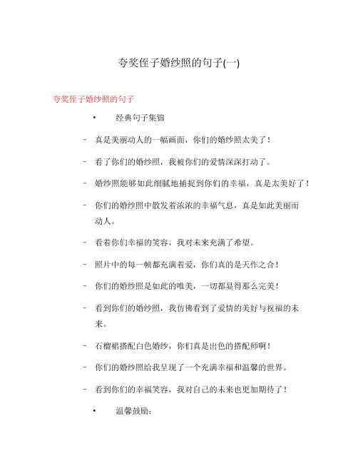 夸奖侄子婚纱照的句子(一)