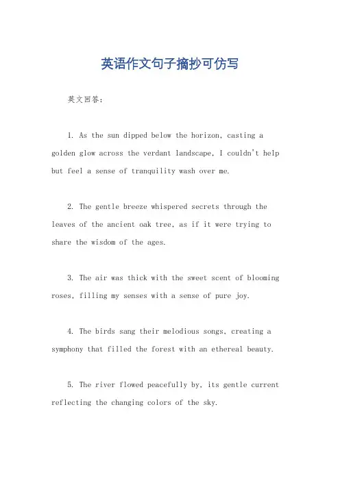 英语作文句子摘抄可仿写