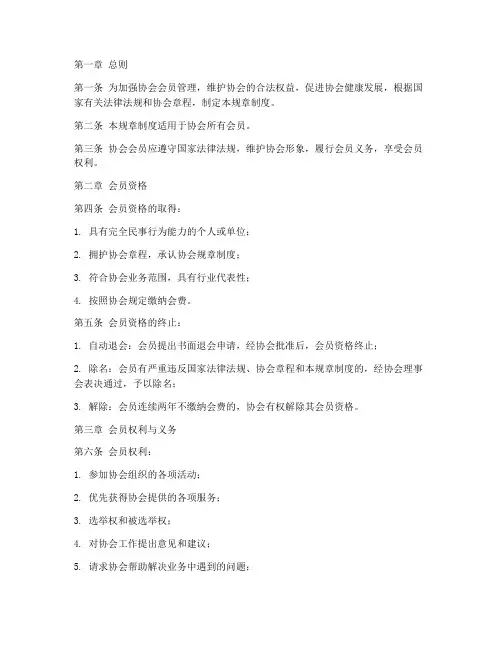 协会会员规章制度范本