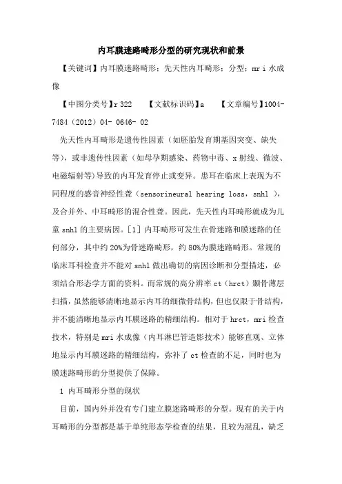 内耳膜迷路畸形分型研究现状和前景论文