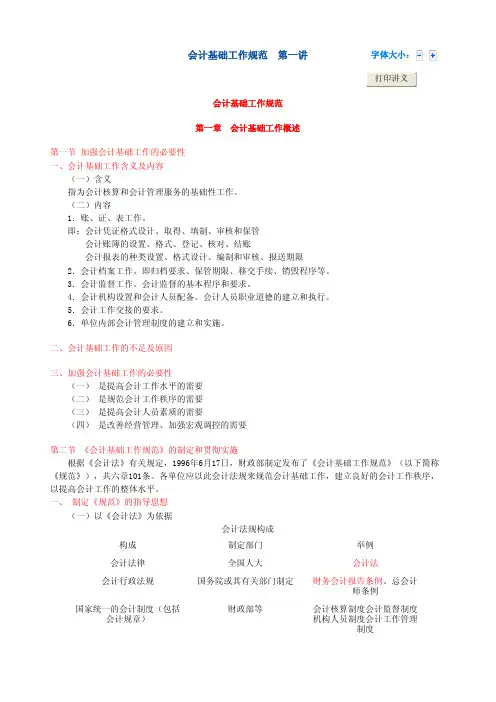 会计基础工作规范 第一讲